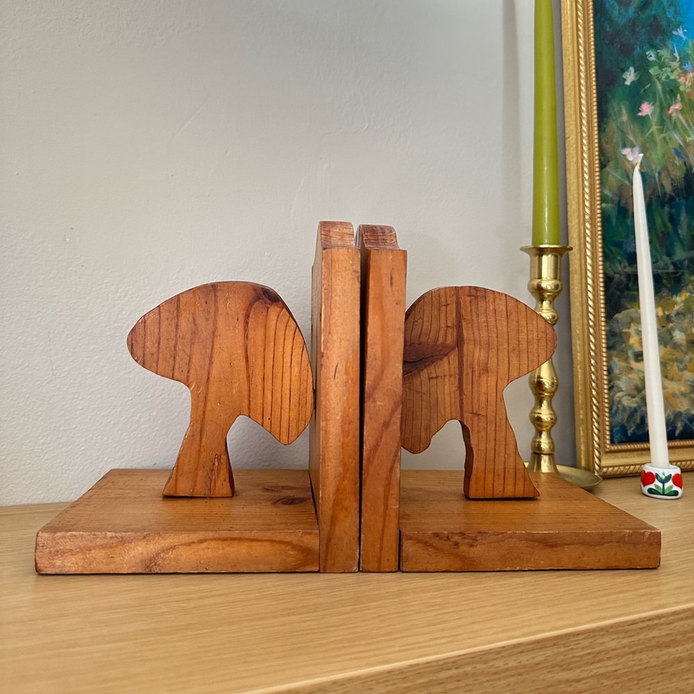 Vintage Handmade Mushroom Wooden Bookends - Set of 2 - Picture 2 of 6